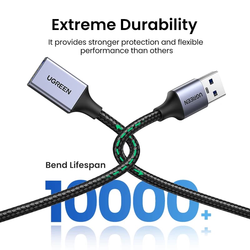 Ugreen كابل تمديد USB 3.0 من ذكر إلى أنثى كابل بيانات USB3.0 موسع للكمبيوتر والتلفزيون - 5