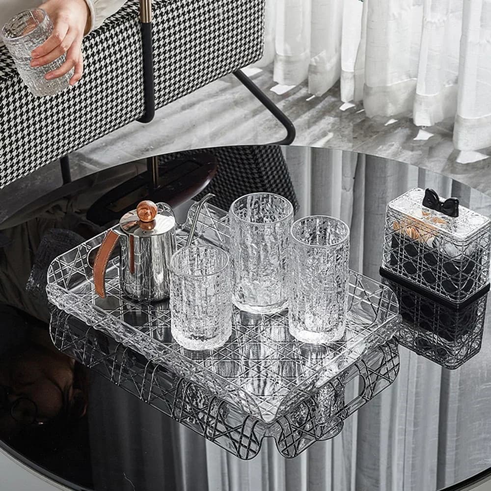 Household Rectangular Storage Tray Cup Water Cup Storage Tea Tray Light Luxury High-end High Aesthetic Tea Set Home Decoration - 5
