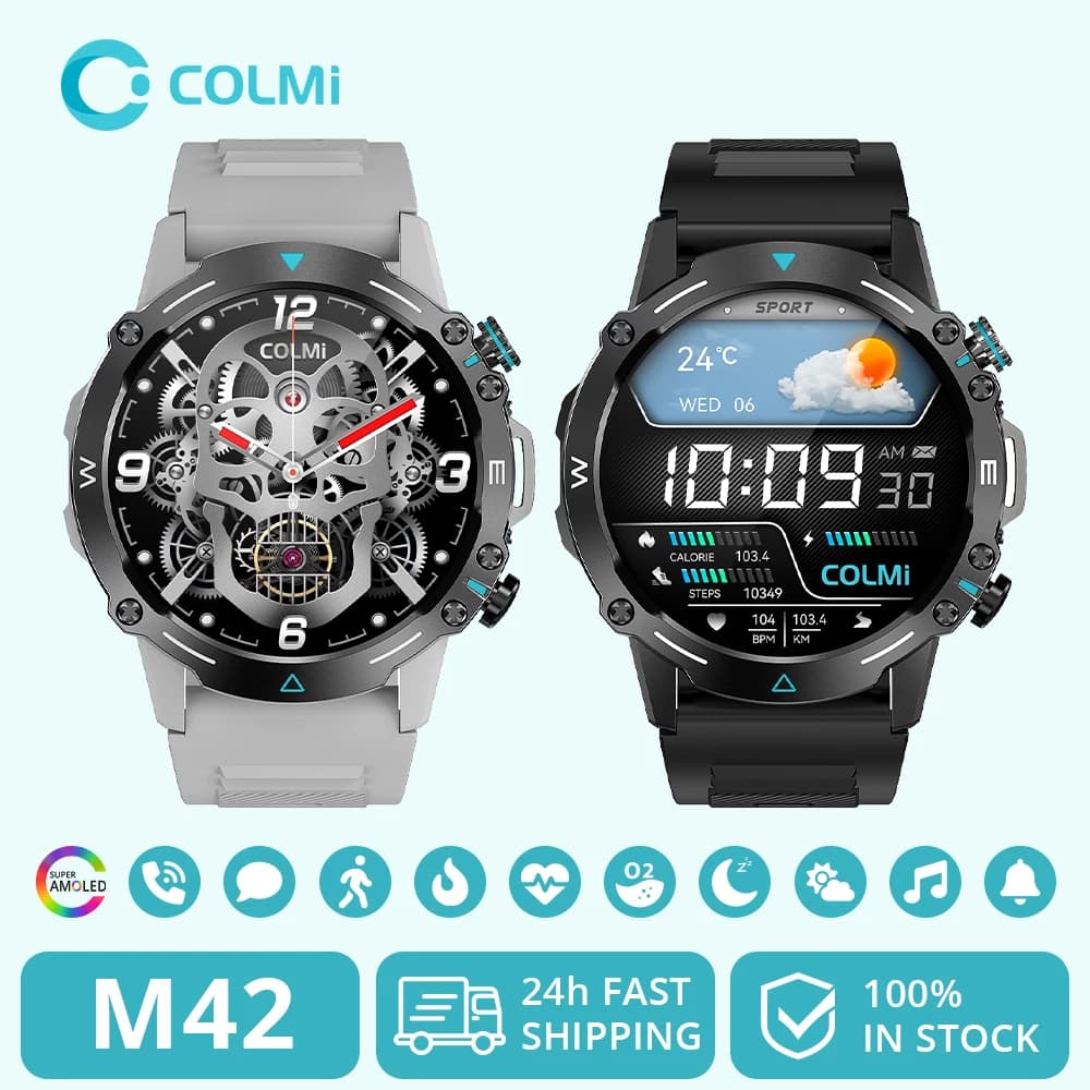 ساعة كولمي M42 الذكية بشاشة AMOLED 1.43 بوصة و100 وضع رياضي ومكالمات صوتية للرجال والنساء بمتانة عسكرية