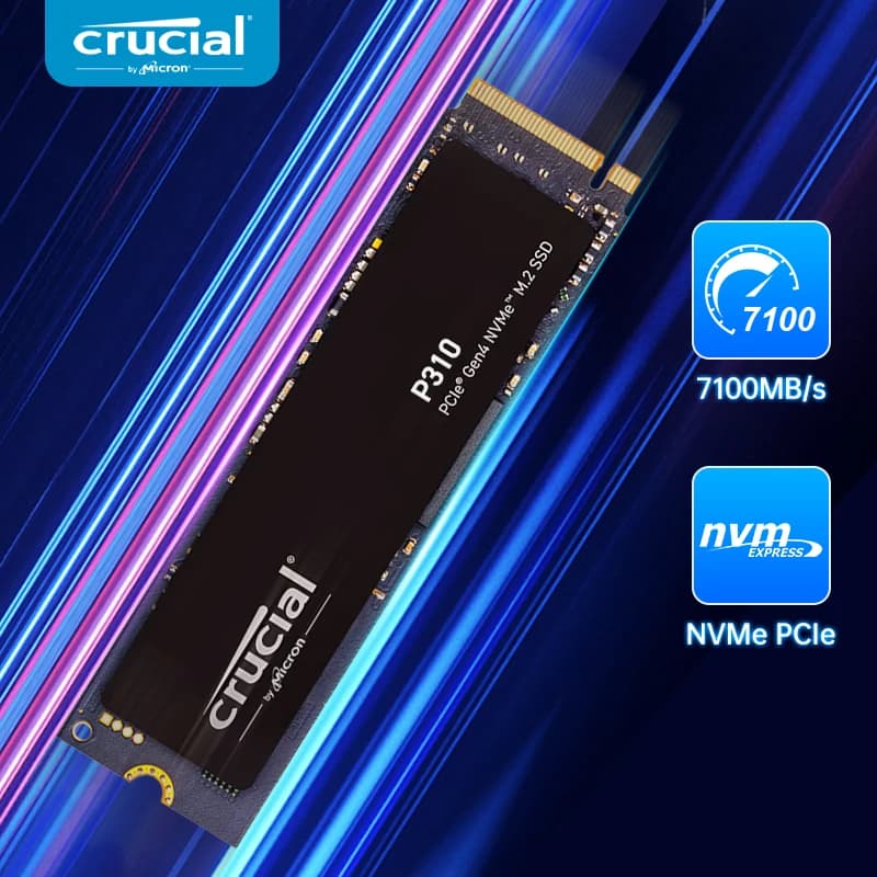 قرص صلب كروشيال P310 SSD، سعات 1 تيرابايت/2 تيرابايت/4 تيرابايت، PCIe Gen4، NVMe، M.2 2280، سرعة تصل إلى 7,100 ميجابايت/ثانية، لأجهزة الكمبيوتر المحمولة والمكتبية