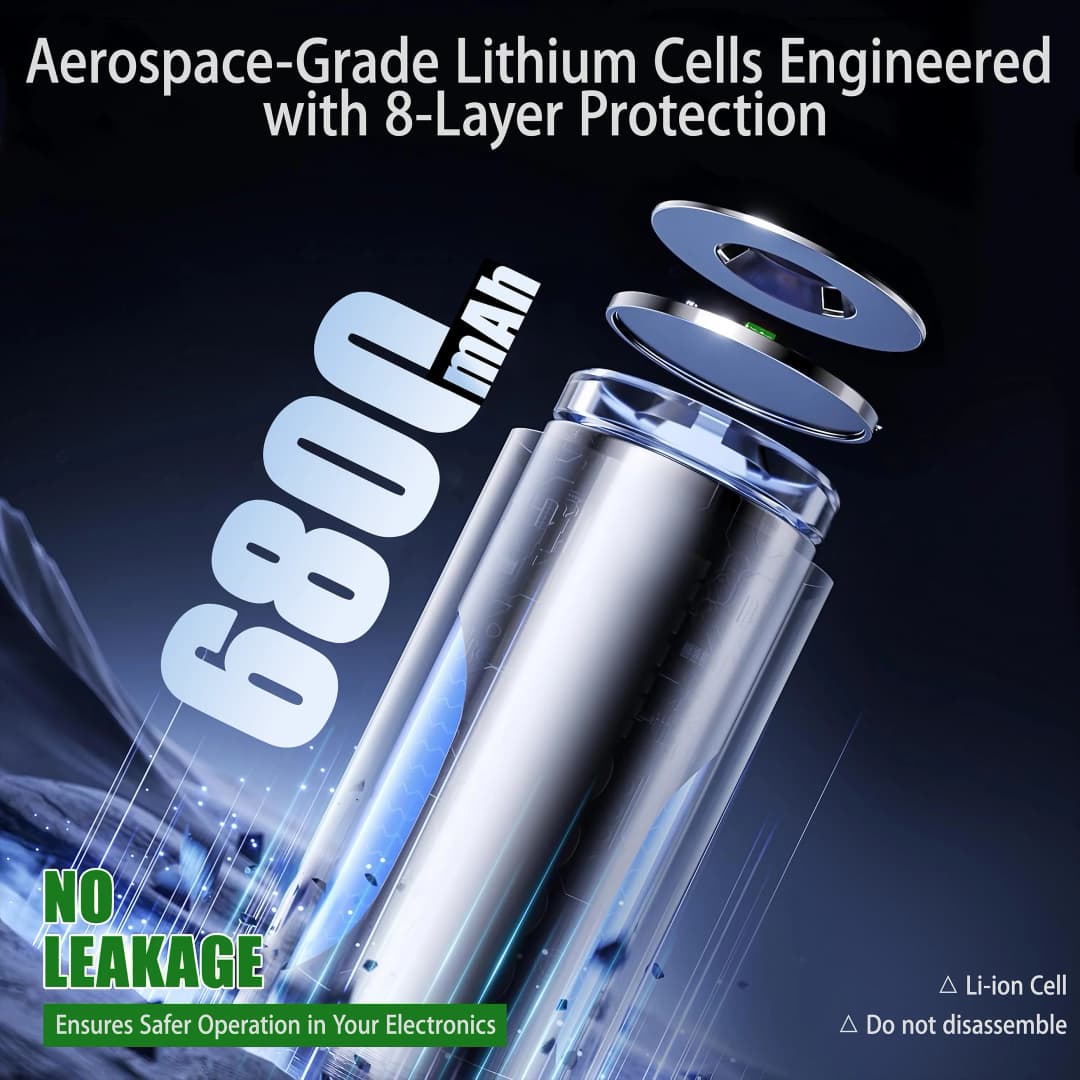 بطاريات ليثيوم أيون AAA 6800mAh 1.5 فولت بطاريات ليثيوم أيون AAA عالية السعة وقابلة لإعادة الشحن بطارية ليثيوم أيون تدوم طويلاً مع كابل شحن سريع USB-C - 3