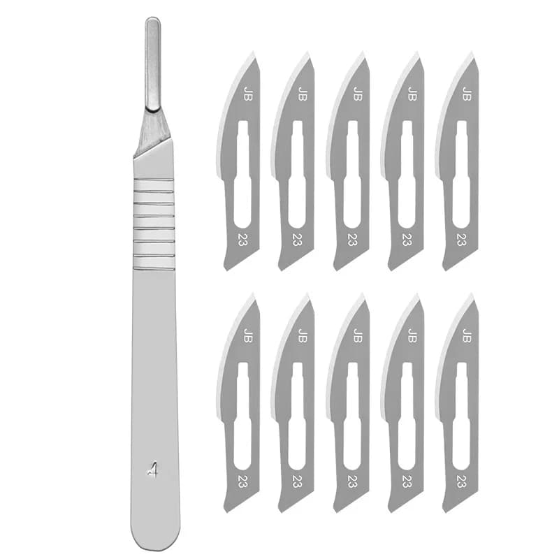 10pcs 11# 23# Carbon Steel Surgical Scalpel Blades + 1pc Handle Scalpel DIY Cutting Tool PCB Repair Animal Surgical Knife - 2