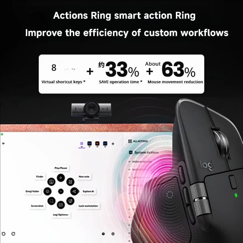 ماوس بلوتوث لاسلكي Logitech MX Master 4، ماوس مكتب صامت، أسود جرافيت محدث مع مستقبل لاسلكي - 2