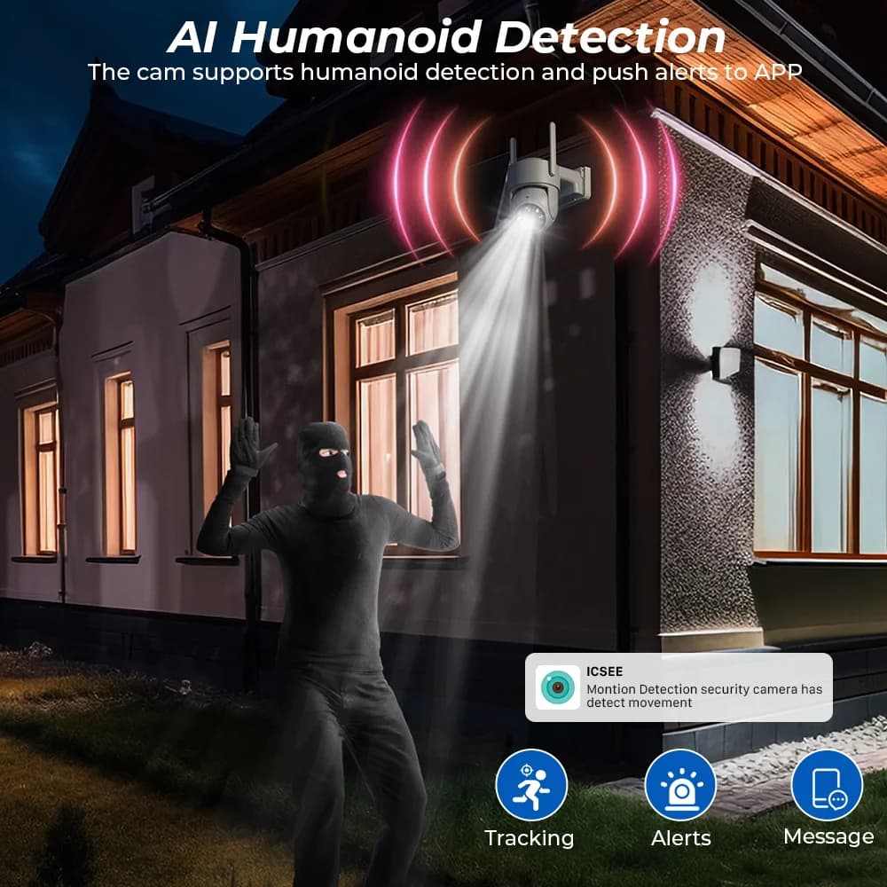 كاميرا WiFi PTZ خارجية لاسلكية شمسية IP كاميرا 4MP HD بطارية مدمجة كاميرا مراقبة فيديو وضع استعداد طويل تطبيق iCsee - 6