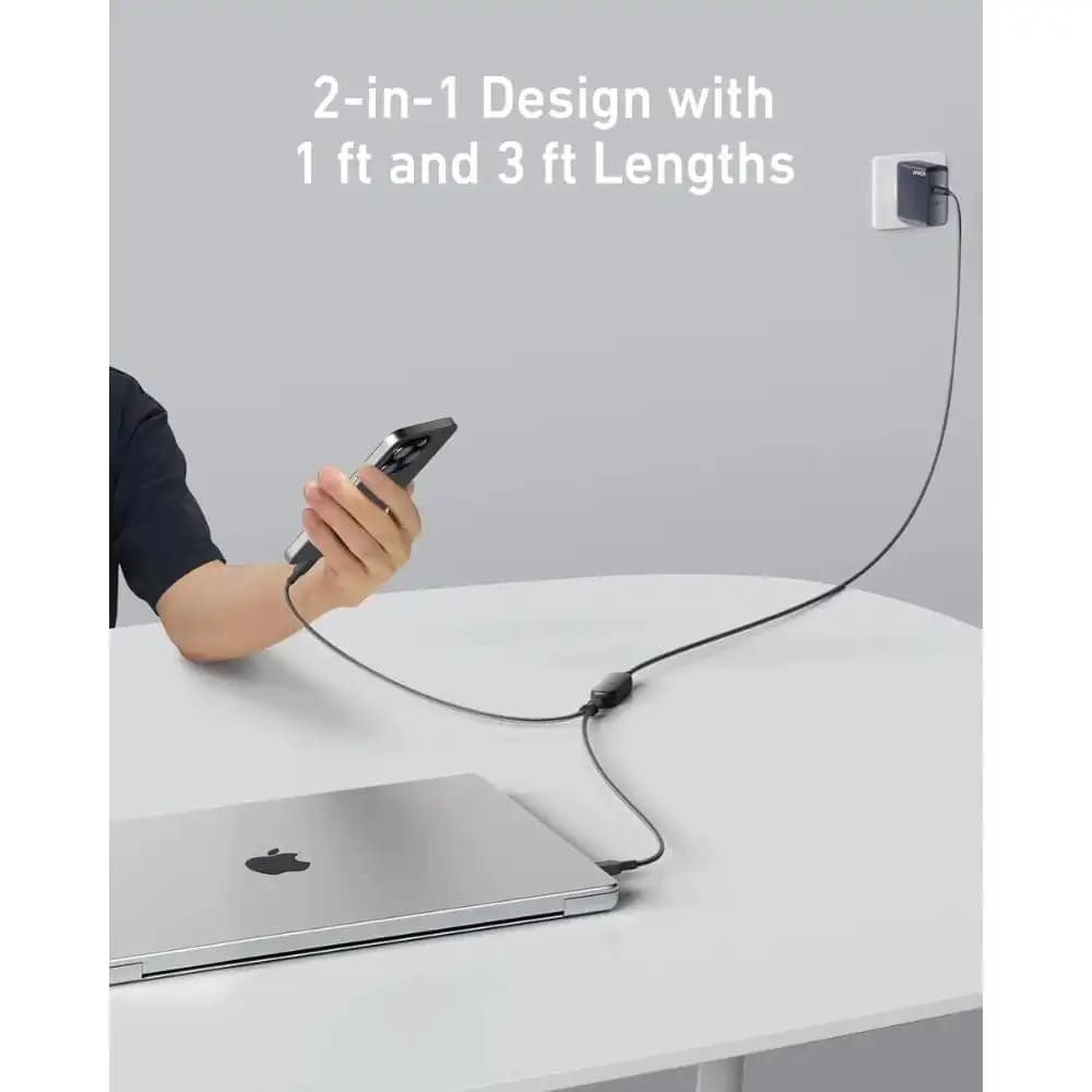 Anker 2-in-1 USB-C to USB-C Cable (140W Max, Braided) - A8895 - 2
