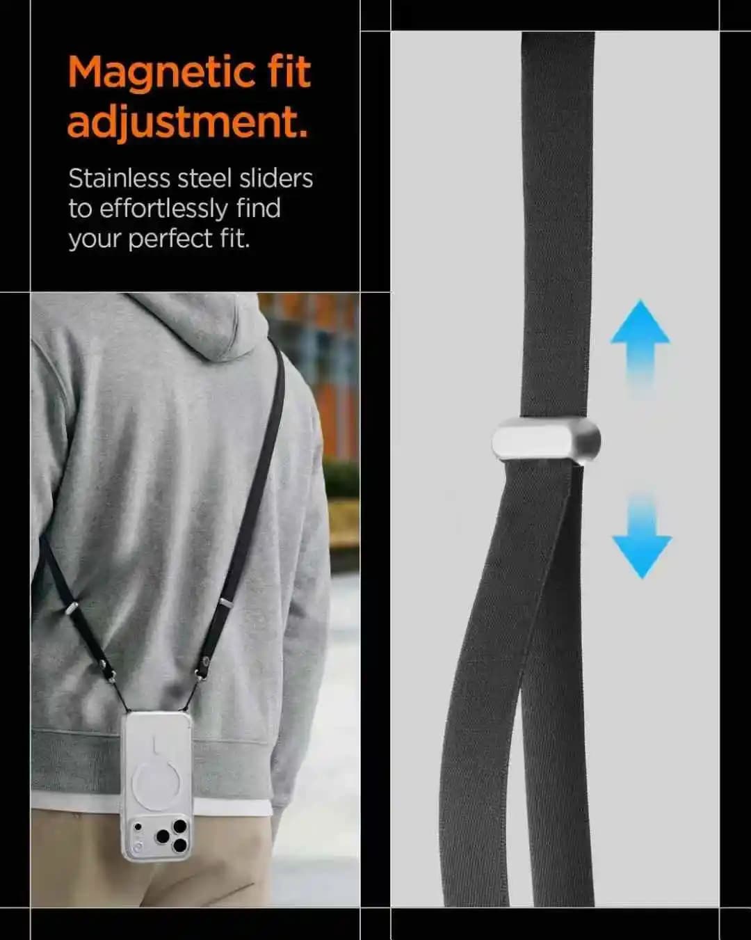 Spigen Crossbody Lanyard Necklace Strap Universal Phone Adjustment Long Hanging Rope With Dual Leash Points Anti-Lost Lanyard - 2