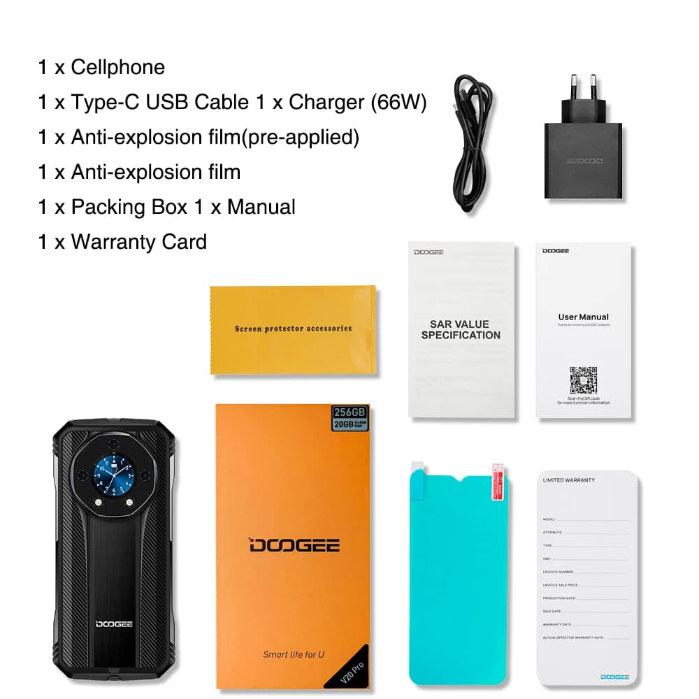 هاتف DOOGEE S110 المتين بشاشة قطرة الماء FHD مقاس 6.58 بوصة معالج Helio G99 ثماني النواة شحن سريع 66 واط بطارية 10800 مللي أمبير - 6