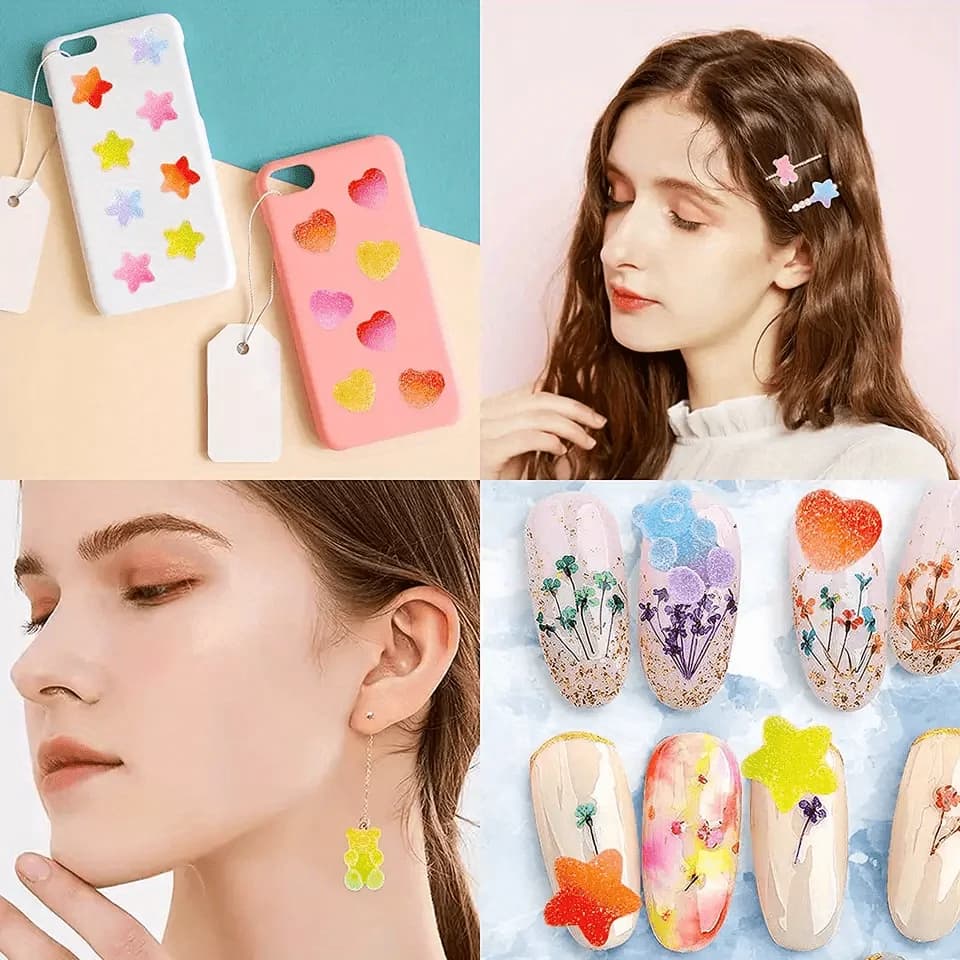 50 pcs Assorted Candy Charms - Soft Jelly Sugar Resin Flatback Beads for DIY Crafts, Phone Cases, and Nail Art - 4