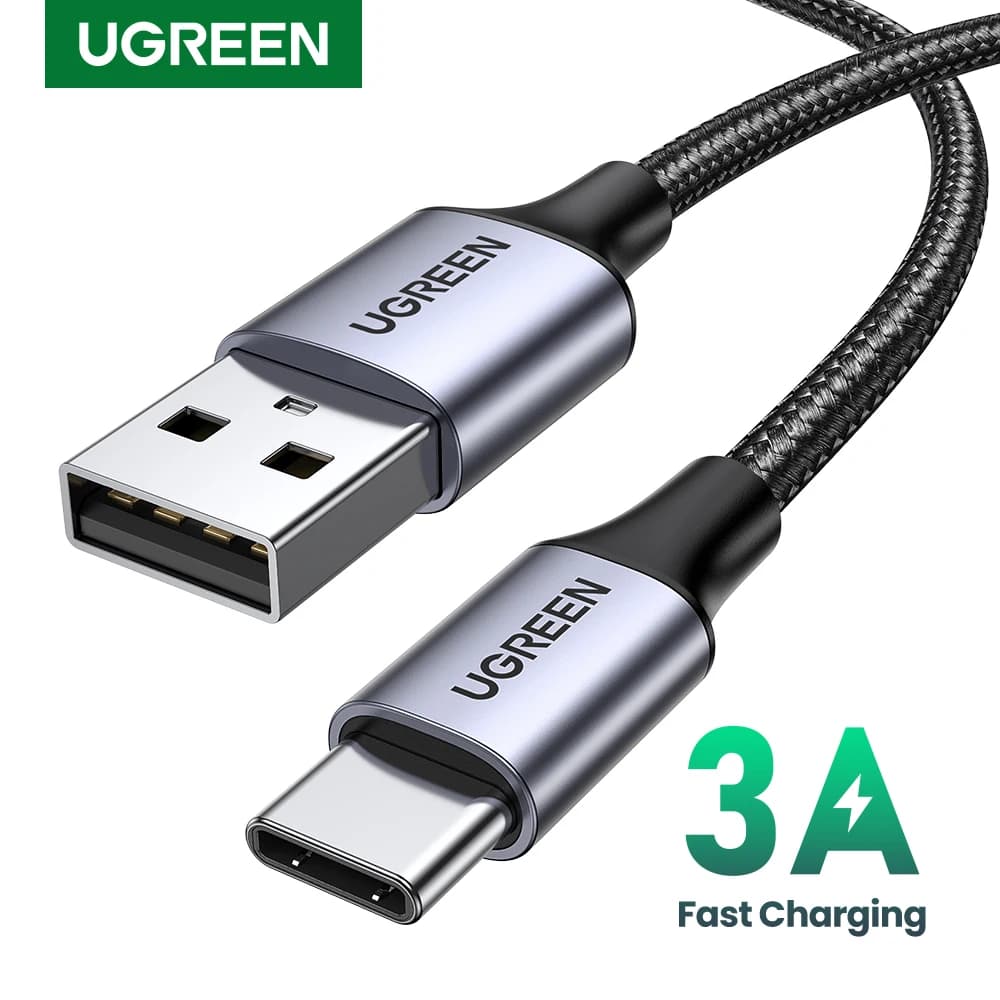 حزمة من 2 كابل UGREEN 3A USB Type C للشحن السريع لهواتف آيفون 15 وشاومي وسامسونج، كابل بيانات USB C من USB A إلى USB C