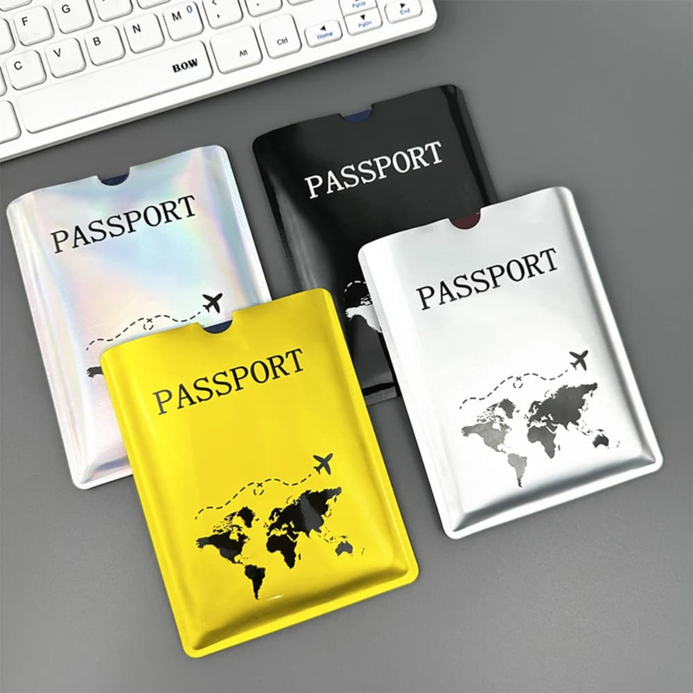غطاء جواز سفر RFID واقي، غطاء من رقائق الألومنيوم، حقيبة جواز سفر لمحفظة السفر في المطار، للاستخدام في الرحلات الدولية - 4