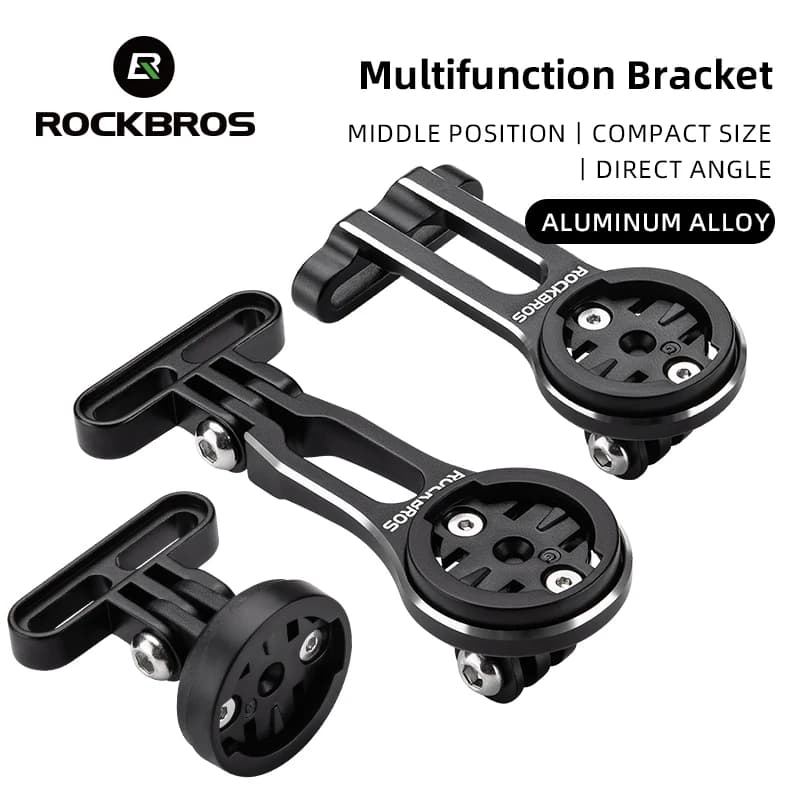 حامل مصباح أمامي للدراجة من ROCKBROS، حامل تمديد من سبائك الألمنيوم لكمبيوتر الدراجة من Wahoo Bryton Garmin
