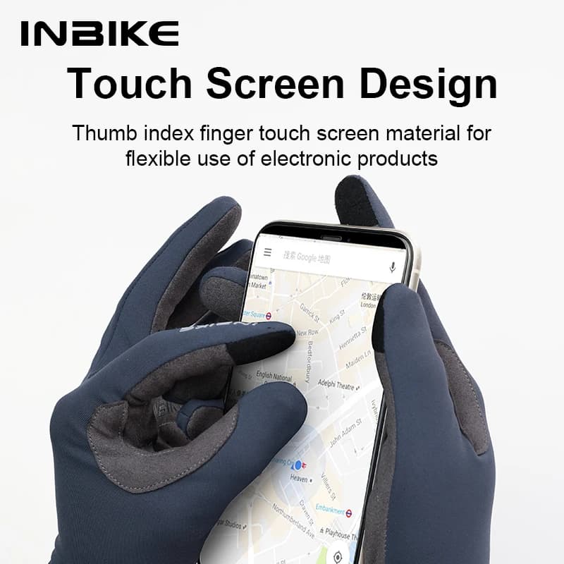 قفازات ركوب الدراجات INBIKE 2024 مبطنة بالجل للرجال، قفازات دراجة الطريق من الصوف لخريف وشتاء، قفازات MTB بأصابع كاملة مع شاشة لمس، إكسسوارات دراجات - 2