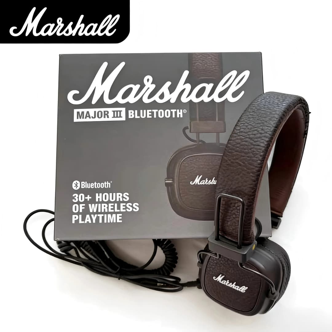 Marshall Major III 3 Wireless/Wired Headphones with Mic Deep Bass Foldable Gaming Bluetooth Headset for Sports & Rock Music - 6