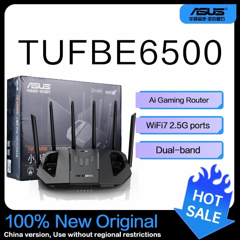 جهاز توجيه الألعاب ASUS WiFi7 TUF GAMING BE6500 جهاز توجيه ذكي للمنزل واي فاي توجيه عشوائي للمجموعات
