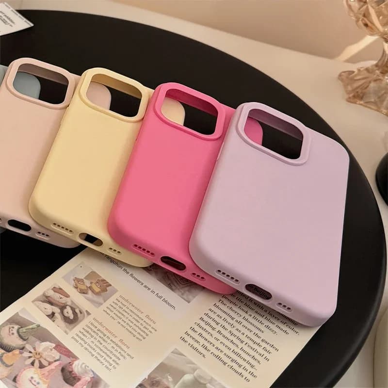 Dopamine-Inspired Silicone Solid Color Simple Fashion Phone Case for iPhone 18 17 Pro 16 Plus 16 18 Pro Max 15 14 13 12 11 Cover - 4
