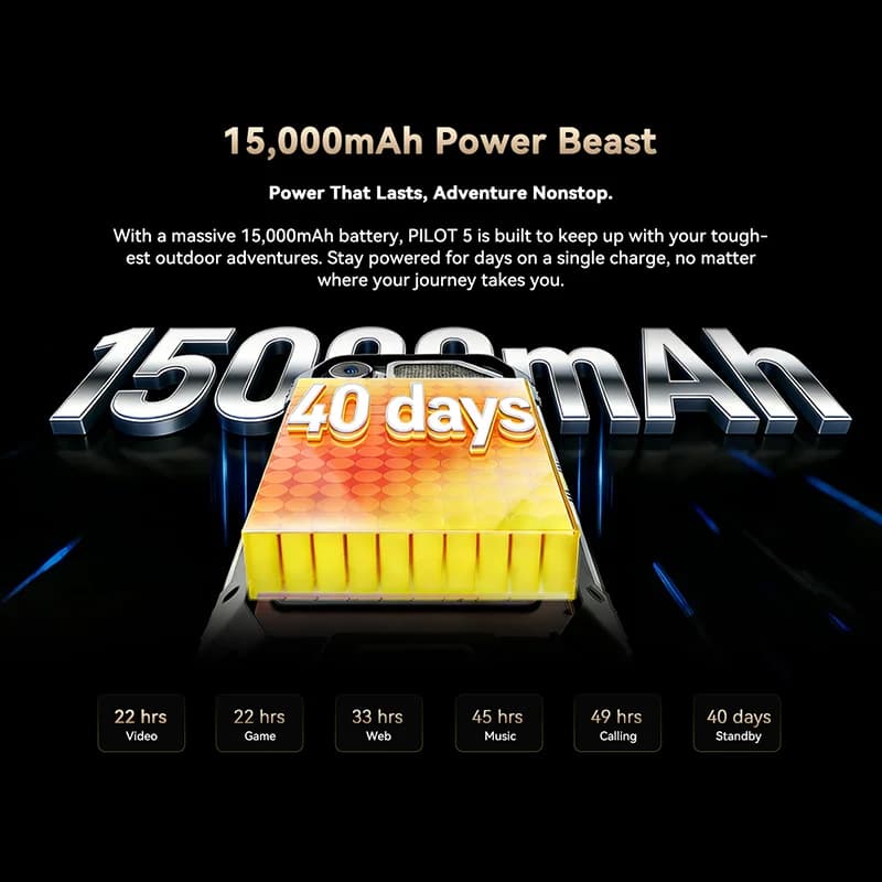 بلاكفيو أوسكال بايلوت 5 هاتف ذكي متين 5G ذكاء اصطناعي 6.67 بوصة شاشة 120 هرتز معالج UNISOC T8100 ذاكرة 8 جيجابايت 256 جيجابايت بطارية 15000 مللي أمبير سماعة 5 واط NFC - 4
