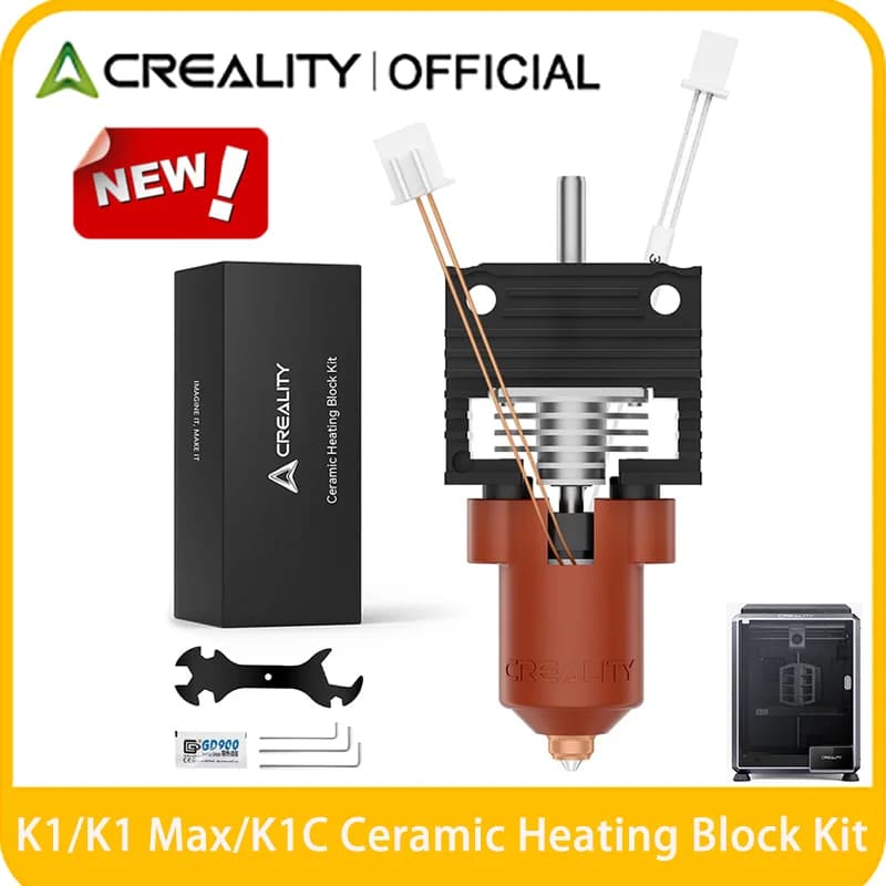 مجموعة كتلة تسخين خزفية لطرازات Creality K1 SE/K1C/K1/K1 Max مع طرف توصيل مزود بإبزيم، الإصدار الرسمي الجديد لفوهة سلسلة K1