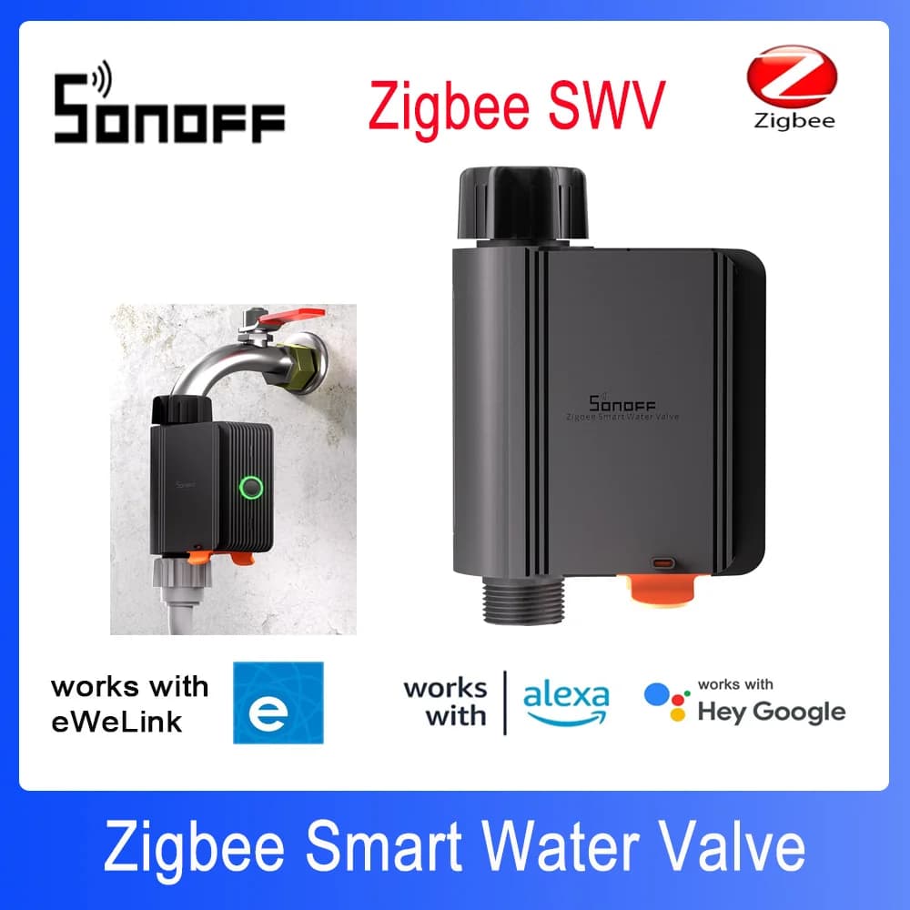 سونوف SWV صمام مياه يعمل بتقنية زيجبي صنبور تحكم ري ذكي نظام مؤقت تطبيق تحكم صوتي عبر أليكسا جوجل ZHA Ewelink