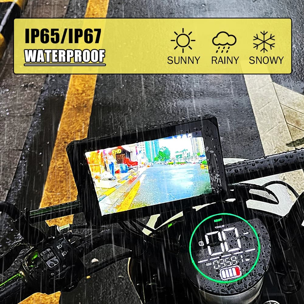 VSYS Carplay Android Auto Motorcycle Dash Cam 5.0'' Touchscreen with Dual 1080P Waterproof Cameras TPMS Parking Mode WiFi App - 6