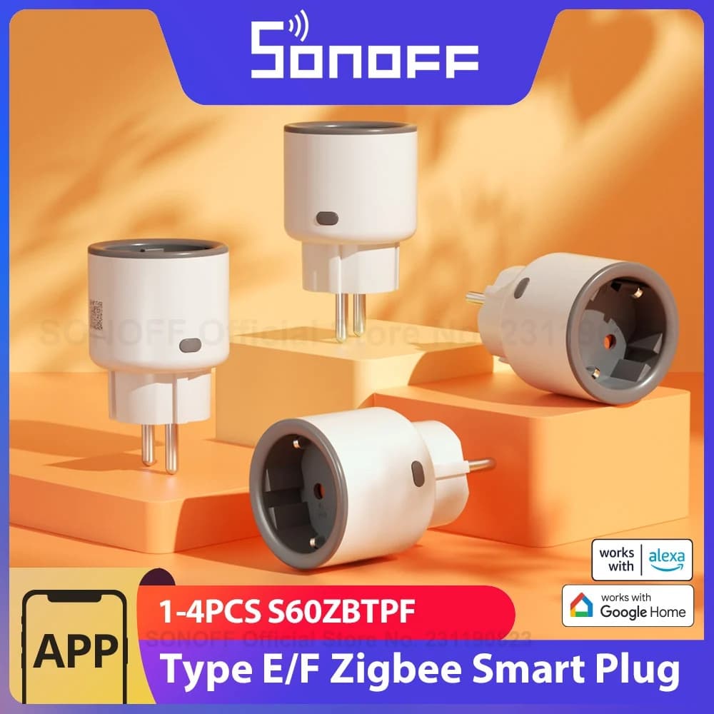 1-4 قطع SONOFF S60ZBTPF EU 16A iPlug قابس ذكي زيجبي مقبس منفذ منزلي ذكي مع مراقبة الطاقة يدعم أليكسا وجوجل هوم