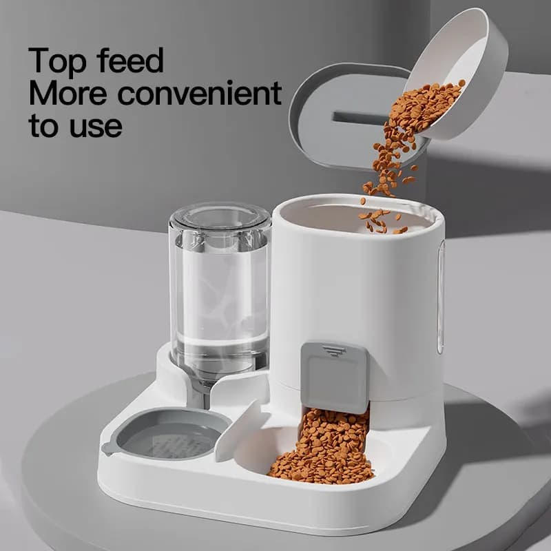 1-Pack Automatic Gravity-Fed Cat Water Dispenser & Feeder - Spill-Proof Large Capacity One-Piece Design, - 5
