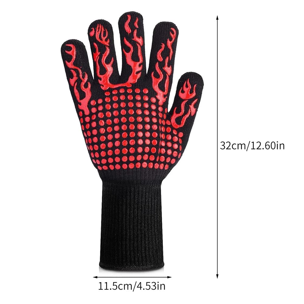 BBQ Grill Gloves High Temperature Resistance Kitchen Microwave Oven Mitts 500 800 Degree Fireproof Non-Slip Barbecue Gloves - 6