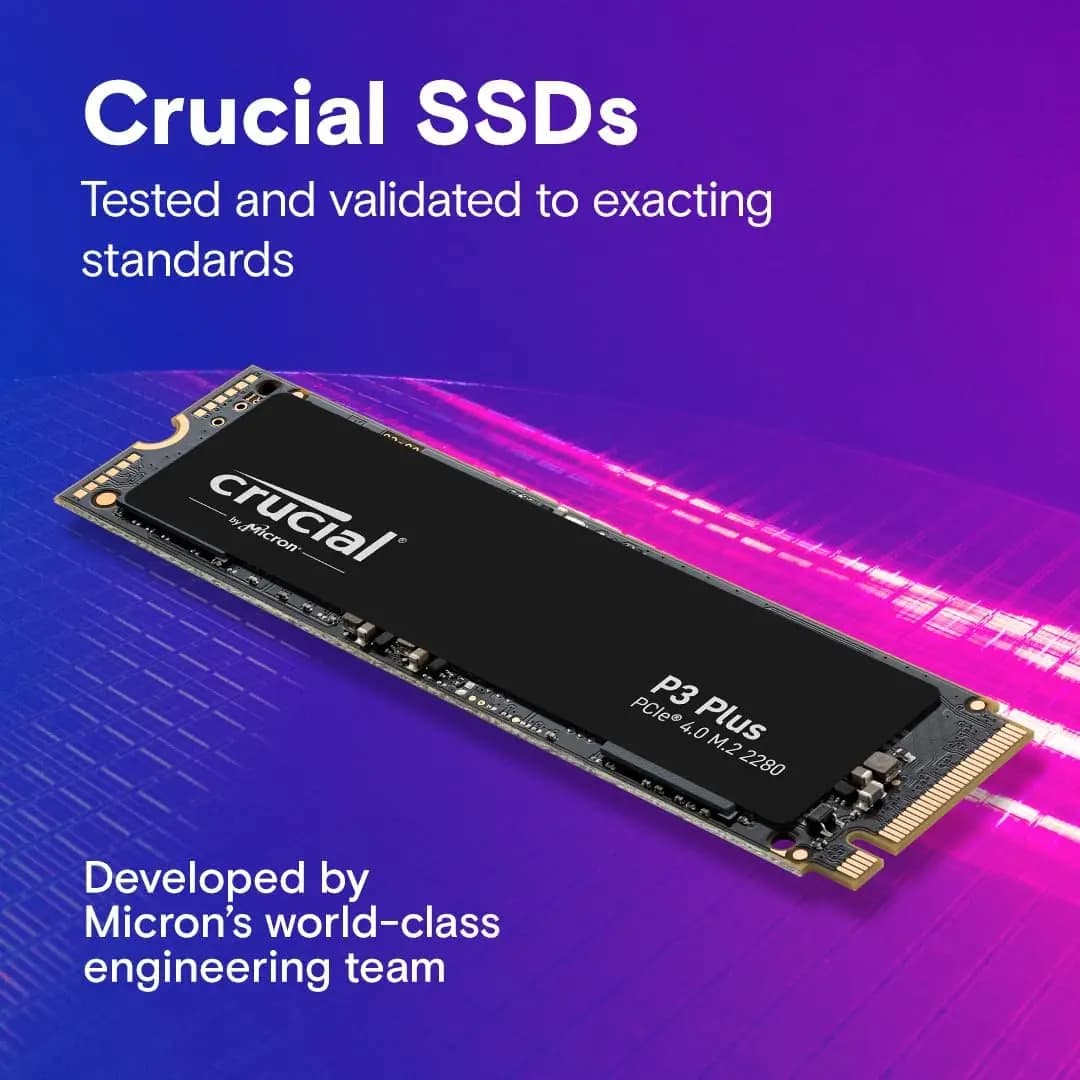 قرص صلب داخلي Crucial P3 Plus بسعة 1 تيرا بايت و2 تيرا بايت من نوع PCIe Gen4 NVMe M.2 (عبوة OEM) وقرص Crucial NVME 2280 P310 بسعة 1 تيرا بايت وقرص Crucial T500 بسعة 1 تيرا بايت - 5