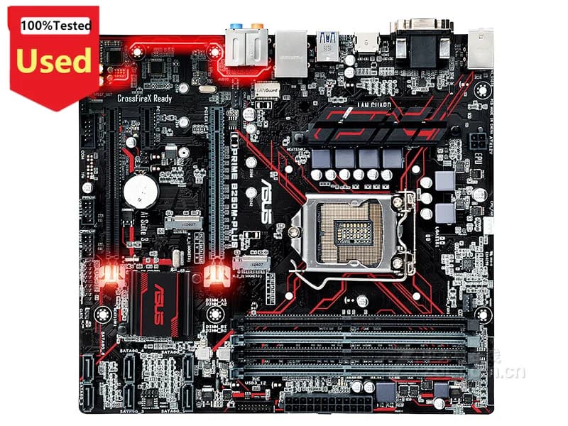 أسوس PRIME B250M-PLUS لوحة أم لسطح المكتب بمعالج إنتل B250 وذاكرة DDR4، مقبس LGA 1151، تدعم i7/i5/i3، مع منافذ USB3.0 وSATA3، مستعملة