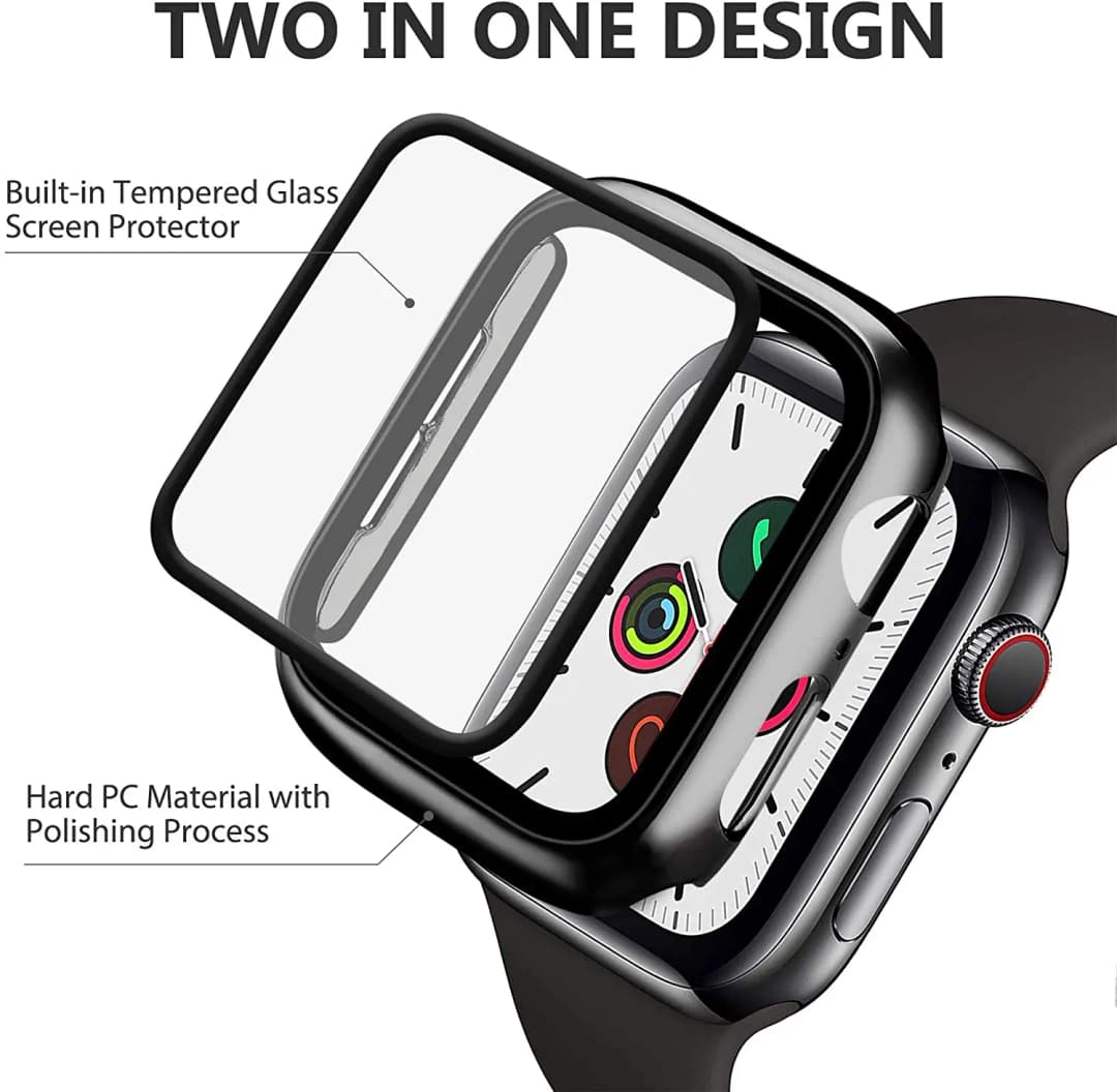 Tempered Glass+cover For Apple Watch 9 8 41mm 45mm 42mm 38mm PC bumper Screen Protector Case iWatch series 7 6 5 4 se 44mm 40mm - 4