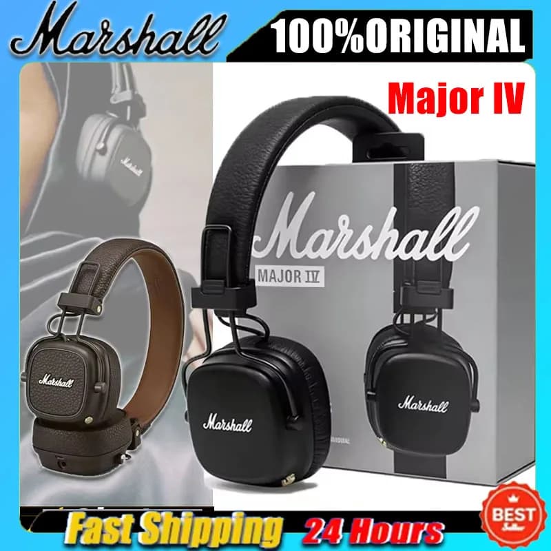 Marshall Major IV Bluetooth Wireless Headphone Noise Cancelling Headphone Hi-Fi Foldable Headphone Detachable Cable
