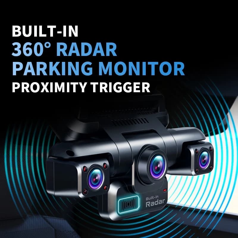 كاميرا سيارة XUOIB I9pro-WB 4CH بدقة 360 درجة وشاشة لمس 4 بوصة بدقة 4K/2K مع تسجيل 24 ساعة وواي فاي وجي بي اس ورؤية ليلية - 5
