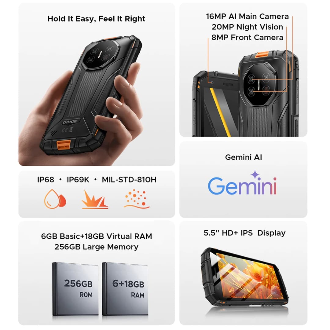 هاتف DOOGEE Fire 3 المتين بشاشة 5.5 بوصة وذاكرة 24 جيجابايت و 256 جيجابايت - 3