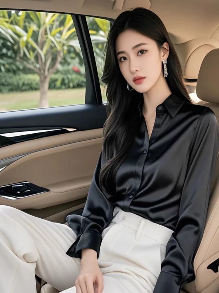 Elegant Satin Long Sleeve Women's Shirt for Job Interview Commute Professional Formal Top Base Layer  Collar Businesswear - 3