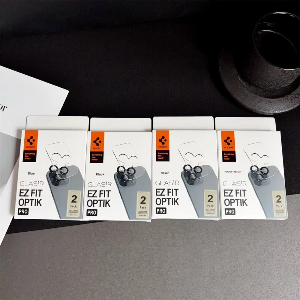 واقي شاشة عدسة الكاميرا من Spigen GlasTR EZ Fit Optik Pro لهواتف آيفون 17 برو ماكس إير و16 و15 و14 برو ماكس بلس - شاشة عدسة HD - قطعتان - 5