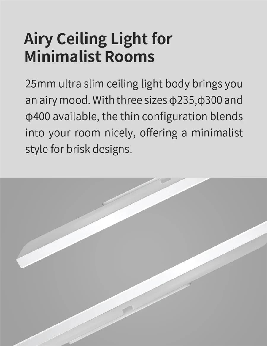 مصباح سقف ييليت الذكي LED RGB واي فاي 24W قابل للتعتيم 400C فائق النحافة تحكم صوتي ذكي يعمل مع تطبيق هوم كيت منزل مي - 4