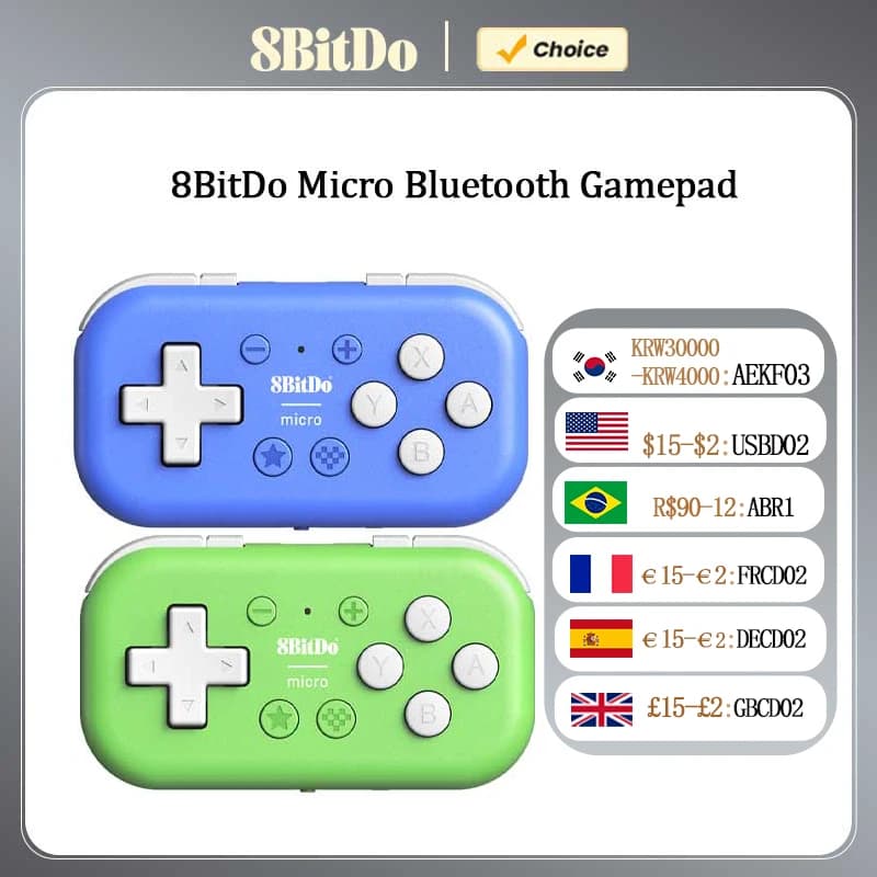 وحدة تحكم ألعاب صغيرة 8BitDo Micro Bluetooth Gamepad متوافقة مع Switch وأندرويد وRaspberry Pi، تدعم وضع لوحة المفاتيح