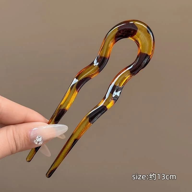 شوكة شعر على شكل حرف U دبوس شعر أسيتات على شكل سلحفاة تصميم هندسي إكسسوارات شعر عصي شعر للنساء والفتيات - 6