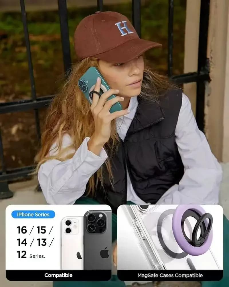 حامل حلقي دوار 360 درجة من Spigen مع قاعدة مغناطيسية لهواتف iPhone 16 و15 و14 و13 و12 Pro Max، متوافق مع Magsafe - 4