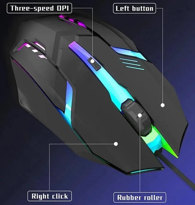 ماوس ألعاب عالي الجودة بإضاءة RGB خلفية وأربعة أزرار، متوافق مع أجهزة الكمبيوتر المكتبية والمحمولة - إصدار 2025 - 5