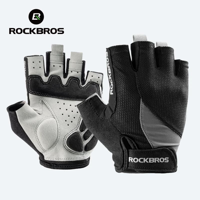 قفازات دراجة ROCKBROS بنصف إصبع لطرق MTB وطرق الربيع والصيف، قفازات دراجة هوائية قصيرة قابلة للتنفس للرجال والنساء، قفازات ركوب دراجات مبطنة بالجل
