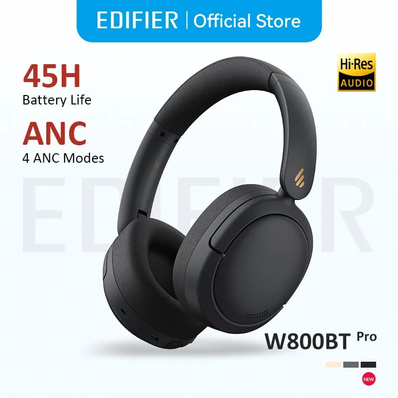 سماعات الرأس اللاسلكية إديفيير W800BT برو بلوتوث 5.4 سماعات الأذن فوق الأذن -44dB إلغاء الضوضاء النشط الصوت عالي الدقة 45 ساعة تشغيل