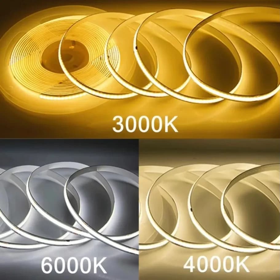 أضواء شريطية مرنة 1-5 متر، 220V، أضواء LED COB مع IC ذكي، لا تحتاج إلى محول، إضاءة خطية عالية السطوع 240 LED، إضاءة بيضاء دافئة RA95 - 2
