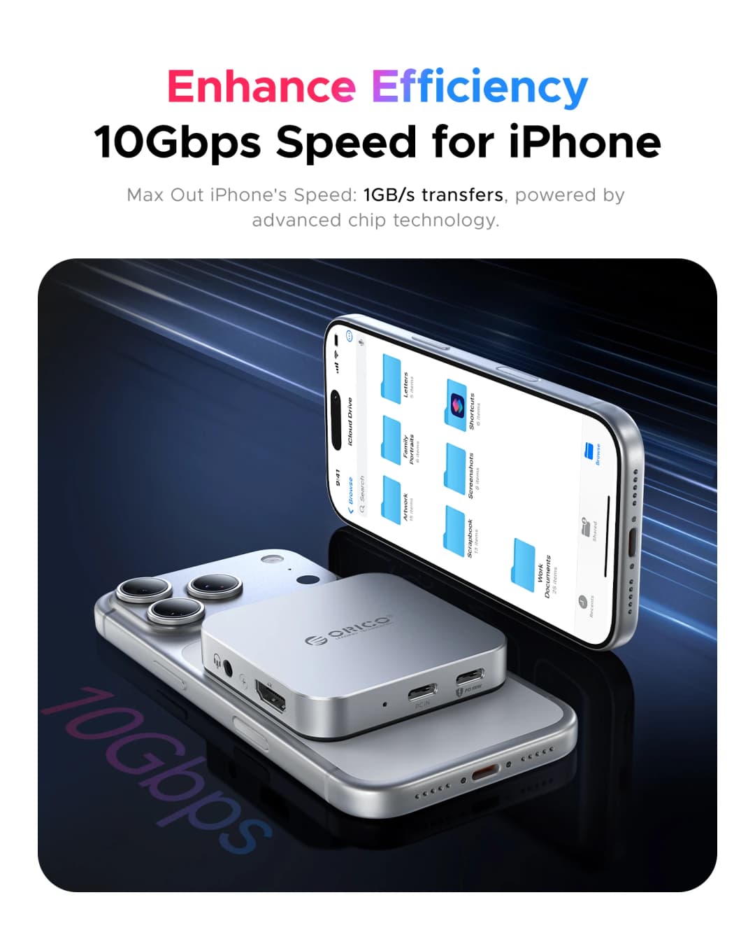 حاوية ORICO مغناطيسية لـ M.2 2230 NVMe SSD بسرعة 10 جيجابت/ثانية مع محطة إرساء USB C ودعم 4K60HZ HDMI-COM وشحن SD/TF PD 100 واط لهاتف iPhone 17 - 3