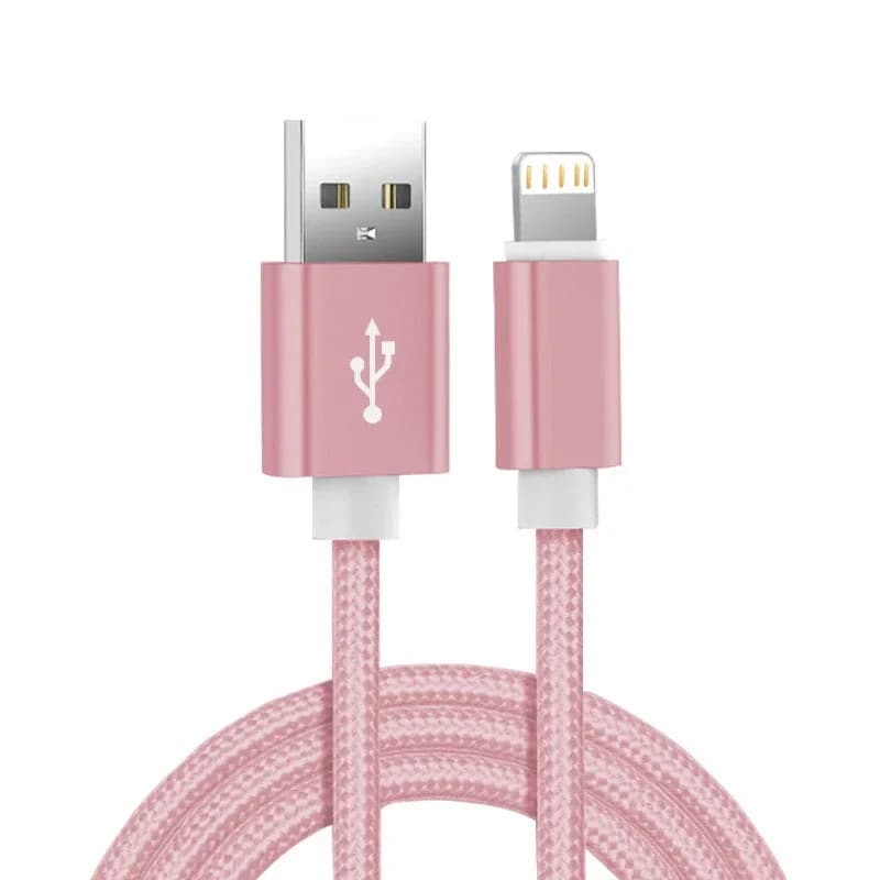 كابل شاحن USB مضفر من النايلون المعدني لهاتف iPhone 14 8 7 6S Plus X XR XS 11 12 13 Pro Max iPad 9 سلك بيانات شحن سريع 1 متر 2 متر 3 متر