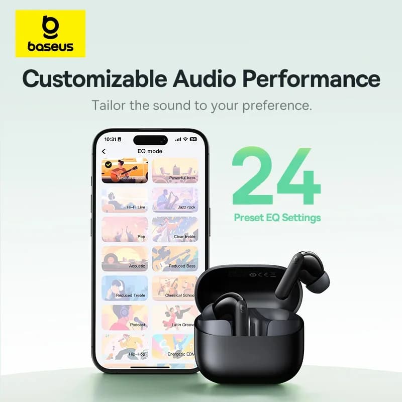 سماعات أذن لاسلكية حقيقية Baseus Bass EP10 NC مع إلغاء الضوضاء -43dB بلوتوث 6.0 سماعات أذن لاسلكية مع 4 ميكروفونات ENC - 6