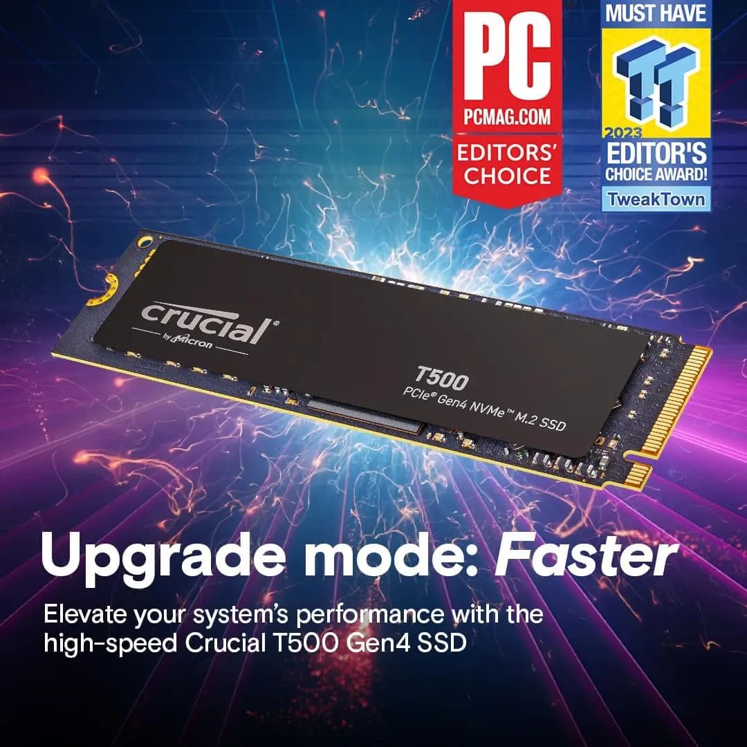 قرص صلب داخلي للألعاب Crucial T500 بسعة 500 جيجابايت/1 تيرابايت، الجيل الرابع NVMe M.2، بسرعة تصل إلى 7300 ميجابايت/ثانية، للابتوب والكمبيوتر المكتبي، جديد وأصلي (عبوة OEM)