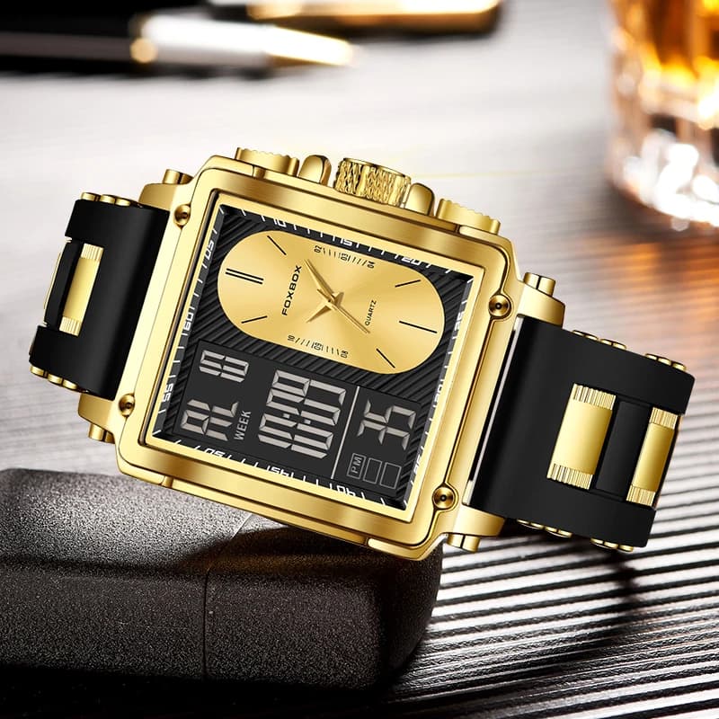 LIGE New Fashion Square Digital Watch Men Casual Sports Waterproof Men's Quartz Wristwatches FOXBOX Top Brand Luxury Chronograph - 2