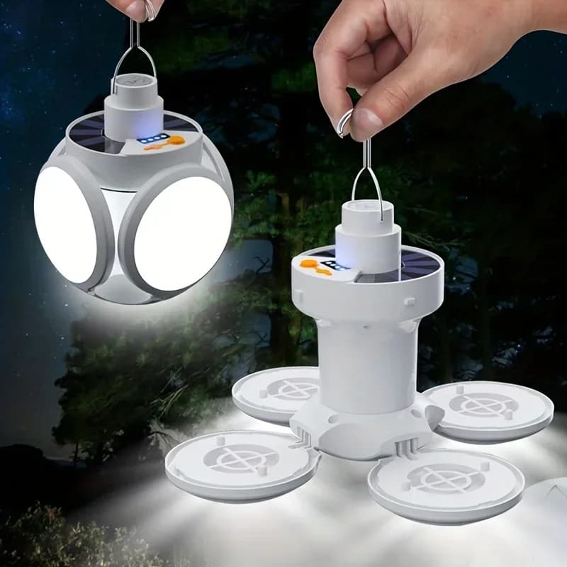 ضوء قابل للطي يعمل بالطاقة الشمسية، مصباح LED محمول قابل لإعادة الشحن عبر USB، كشاف تخييم، مصباح طوارئ لانقطاع التيار الكهربائي - 4