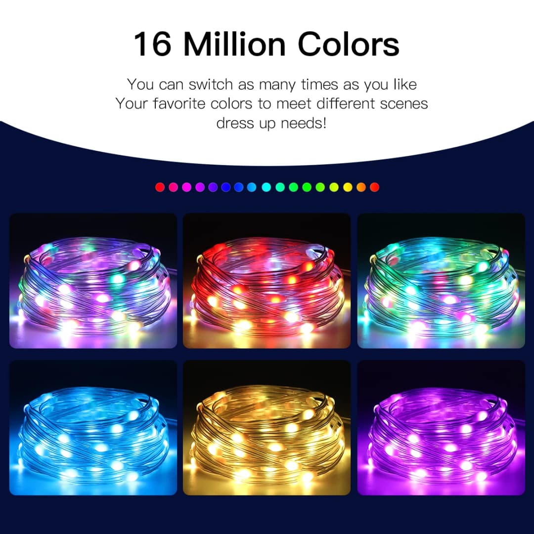 سلسلة إضاءة LED بطول 40 متر RGB ذكية للخارج مع خط جلدي IP65 ومصباح موسيقي بلوتوث لإضاءة الحفلات والعطلات - 4
