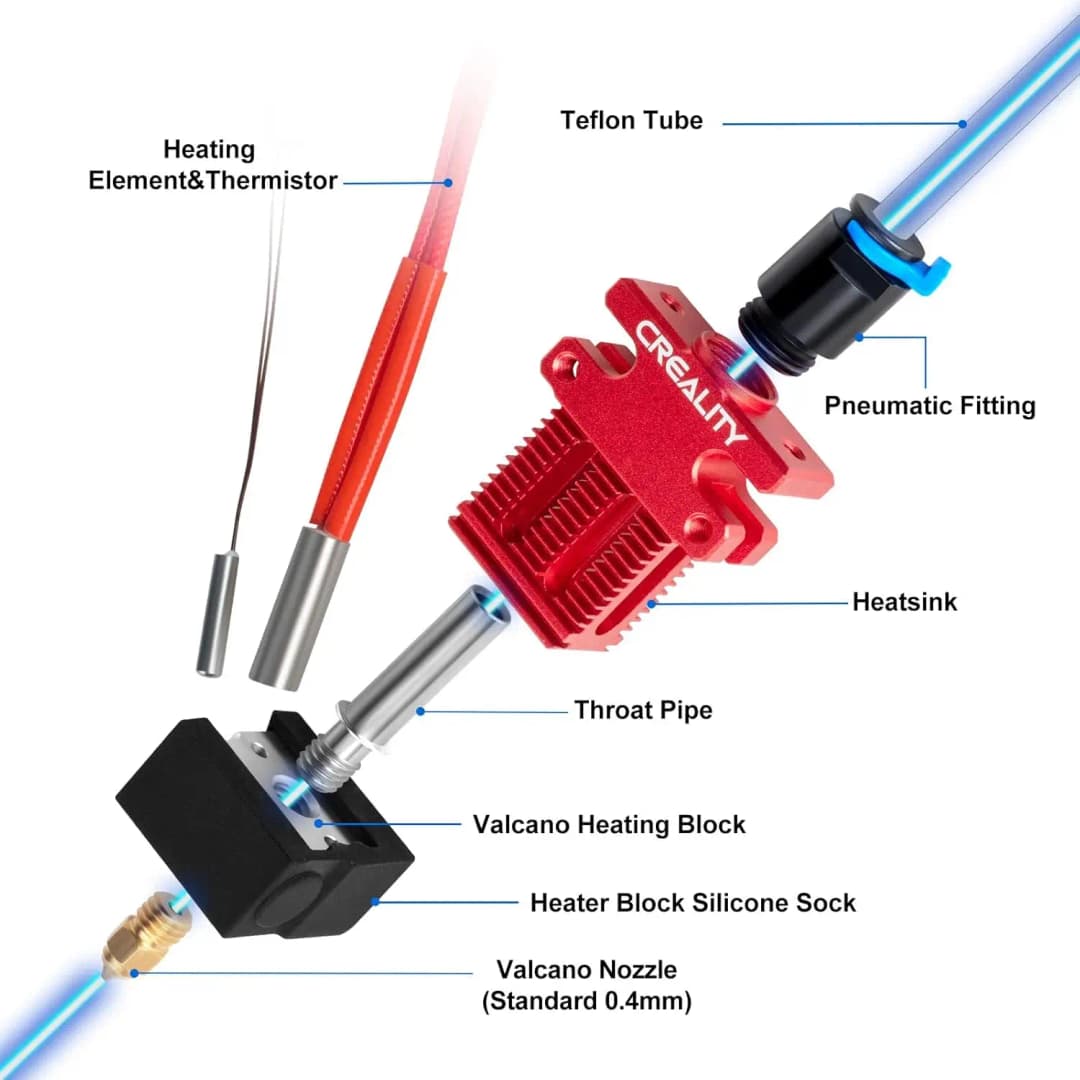 Creality Official CR6 SE Hotend Extruder Kit, With Hot End Kit with PTFE Tube, Heat Block, 0.4mm Nozzle and Silicone Sock for CR - 5